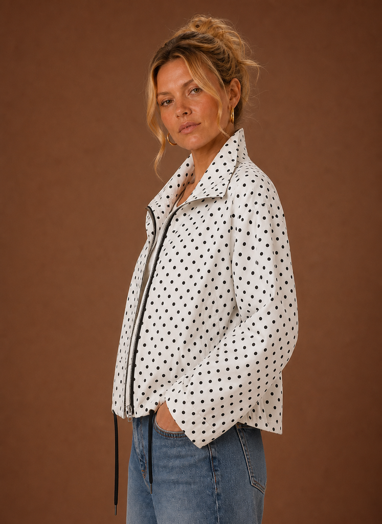 Chaqueta Ligera de Lunares para Mujer, Abrigo Casual con Cordón | Areleon