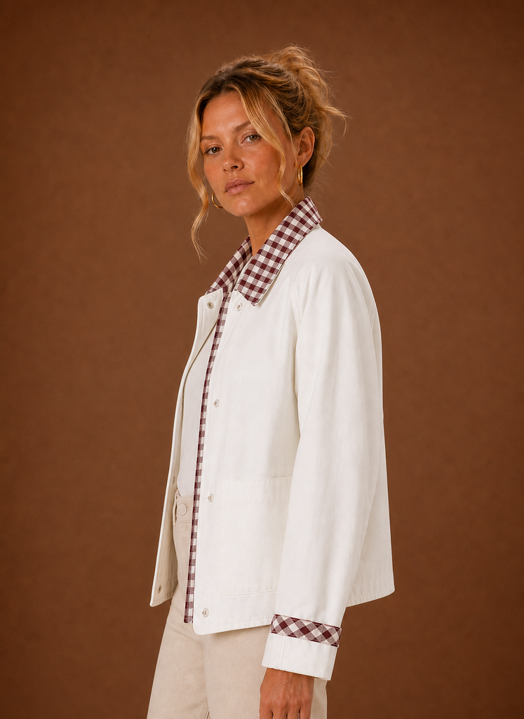 Chaqueta de granja para mujeres - Abrigo casual con cuello a cuadros | Areleon
