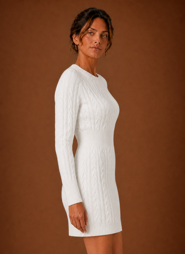 Vestido de Suéter de Punto Cable para Mujer - Vestido Mini de Manga Larga | Areleon