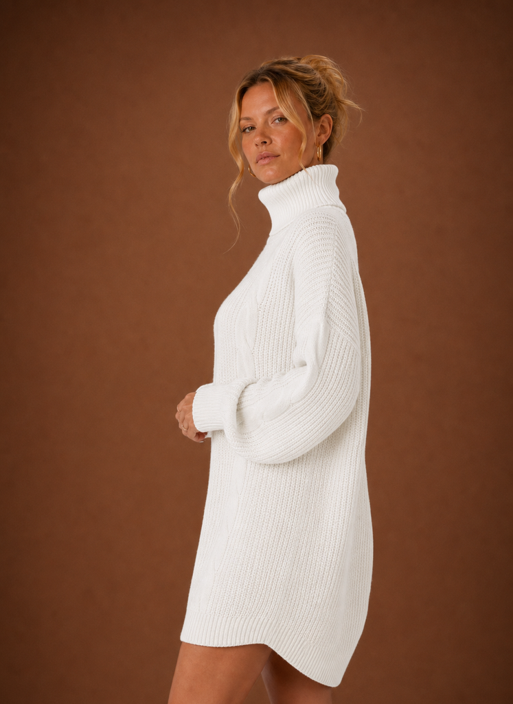 Vestido de Suéter de Cuello Alto para Mujer - Vestido de Punto | Areleon