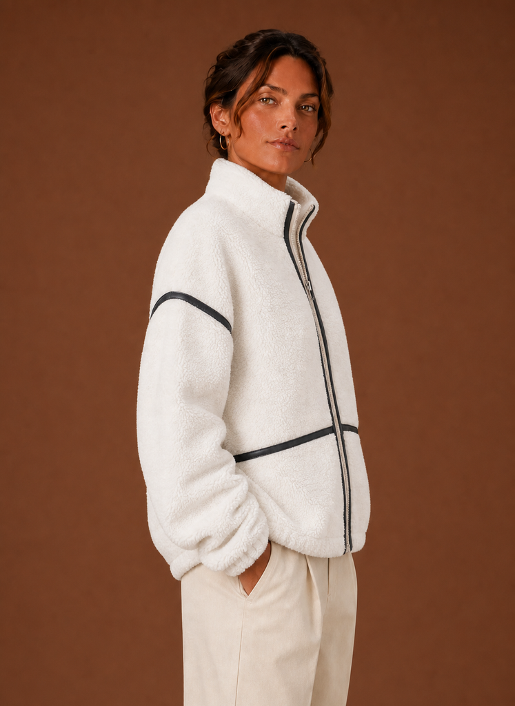 Chaqueta Sherpa para Mujeres - Abrigo de Forro Polar con Cremallera | Areleon