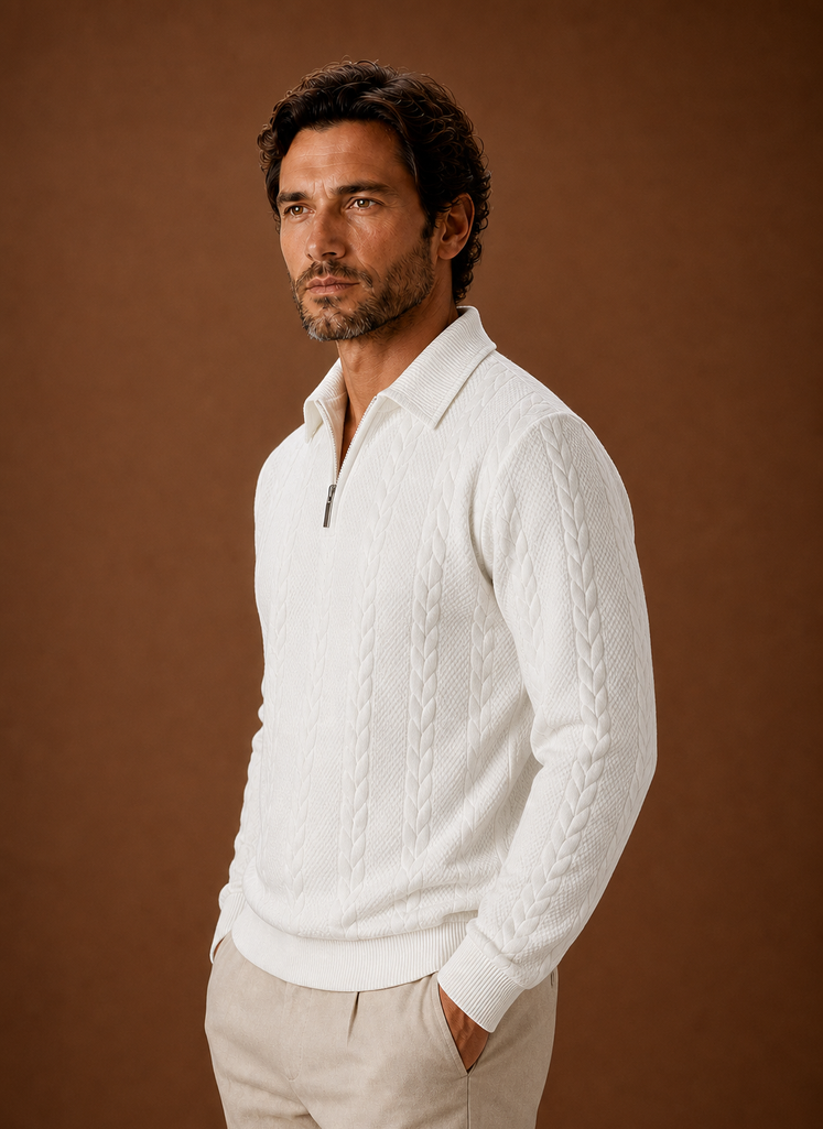 Suéter de Cuello Alto de Punto de Cable para Hombre | Areleon