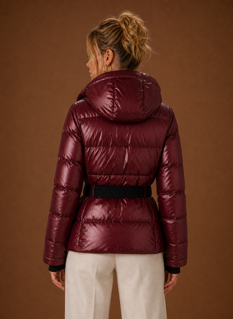 Chaqueta Acolchada para Mujeres - Abrigo Metálico con Capucha | Areleon