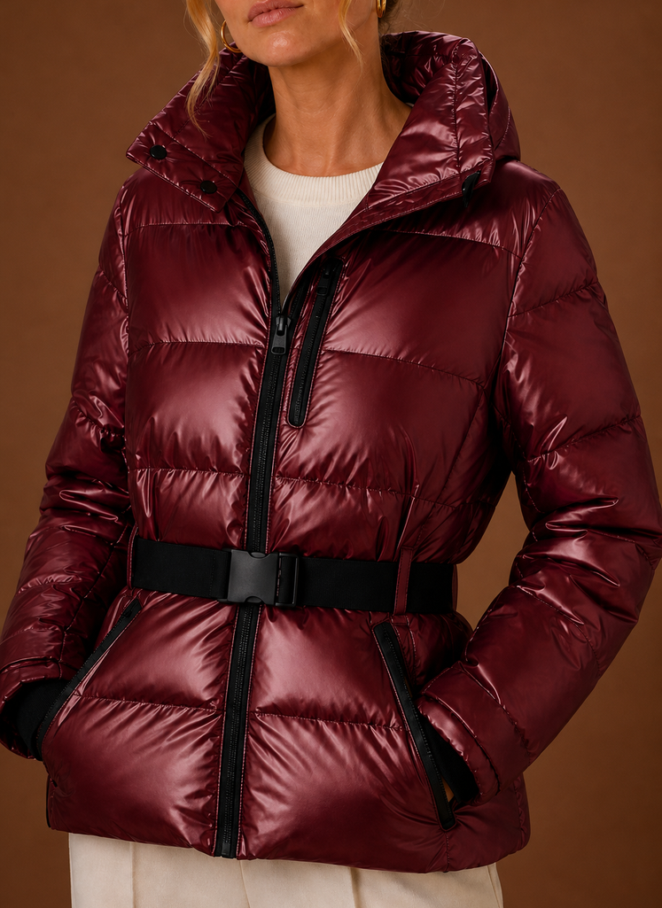 Chaqueta Acolchada para Mujeres - Abrigo Metálico con Capucha | Areleon