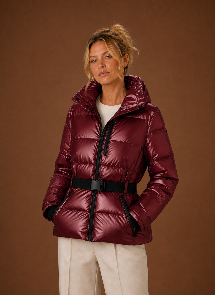 Chaqueta Acolchada para Mujeres - Abrigo Metálico con Capucha | Areleon