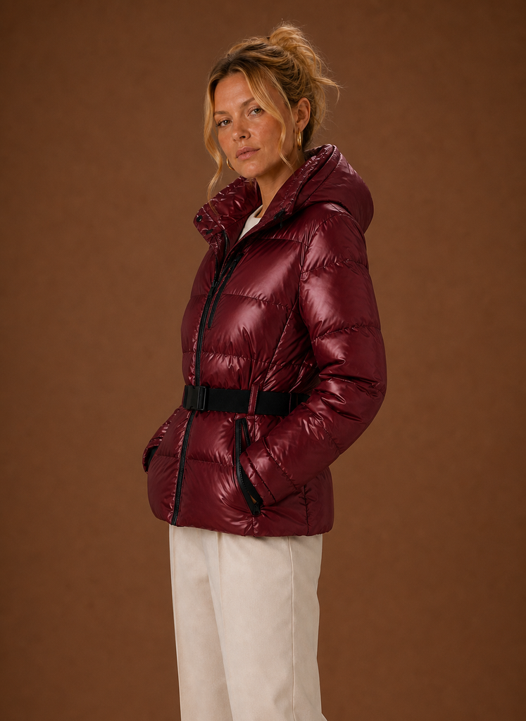 Chaqueta Acolchada para Mujeres - Abrigo Metálico con Capucha | Areleon